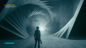 Screenshot of a video game with spiraling concrete