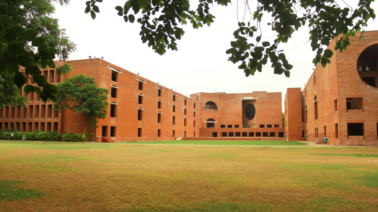 the louis kahn-designed brick plaza on the Indian Institute of Management Ahmedabad campus