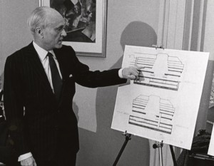 Phillip Johnson pointing at a diagram