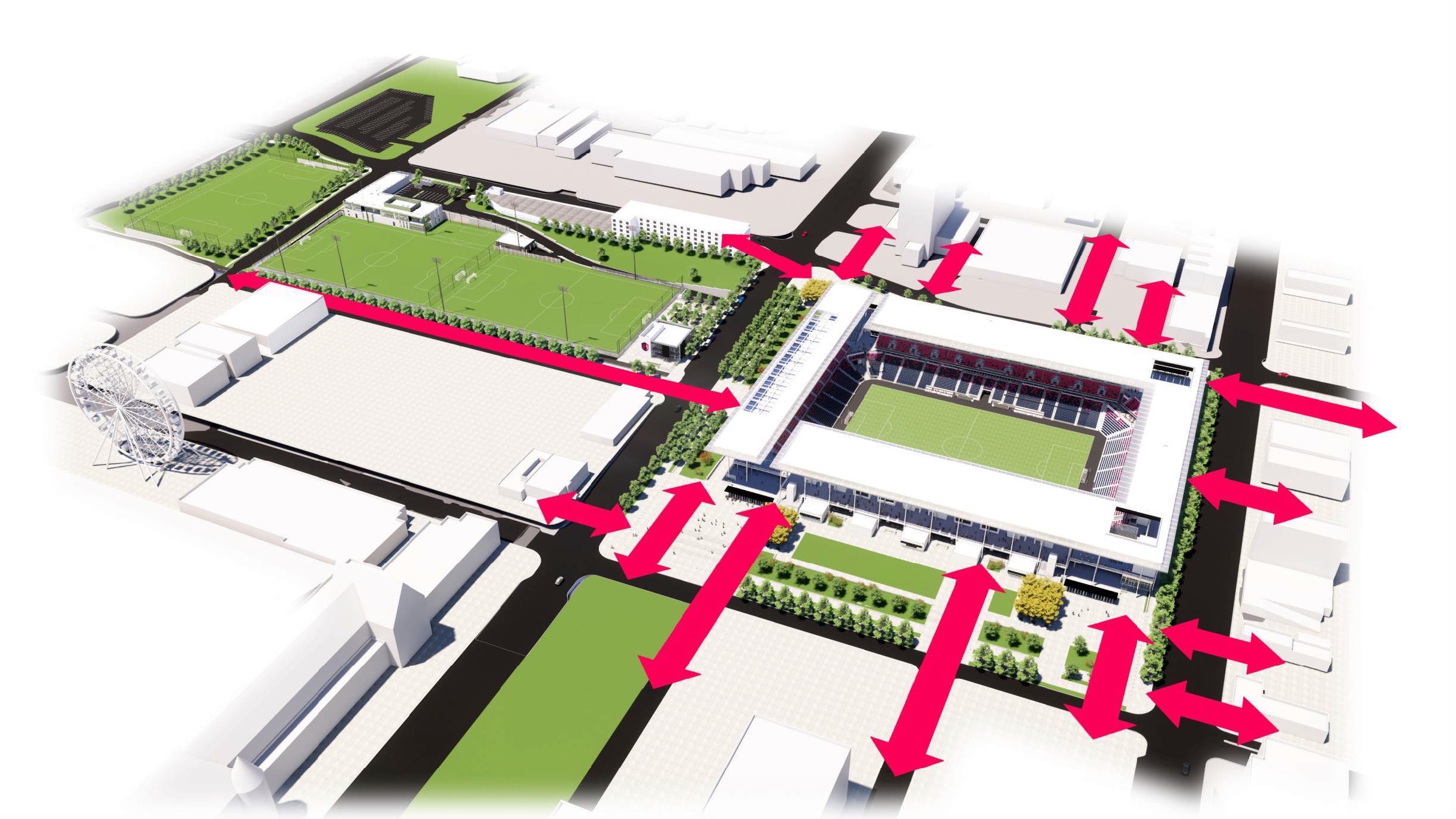 overhead illustration of circulation plan for the new St. Lous CITY stadium
