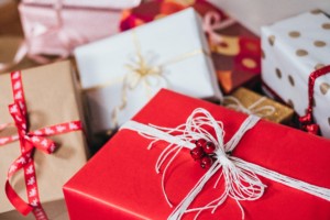 boxes of presents, emblematic of charitable giving