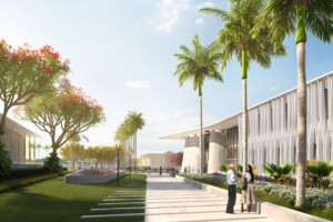 rendering of an embassy campus in india