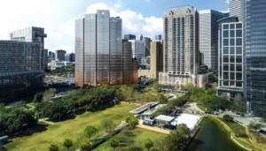 houston high-rises overlooking a park
