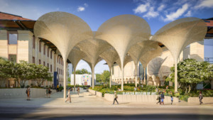 museum campus with petal-shaped shading structures