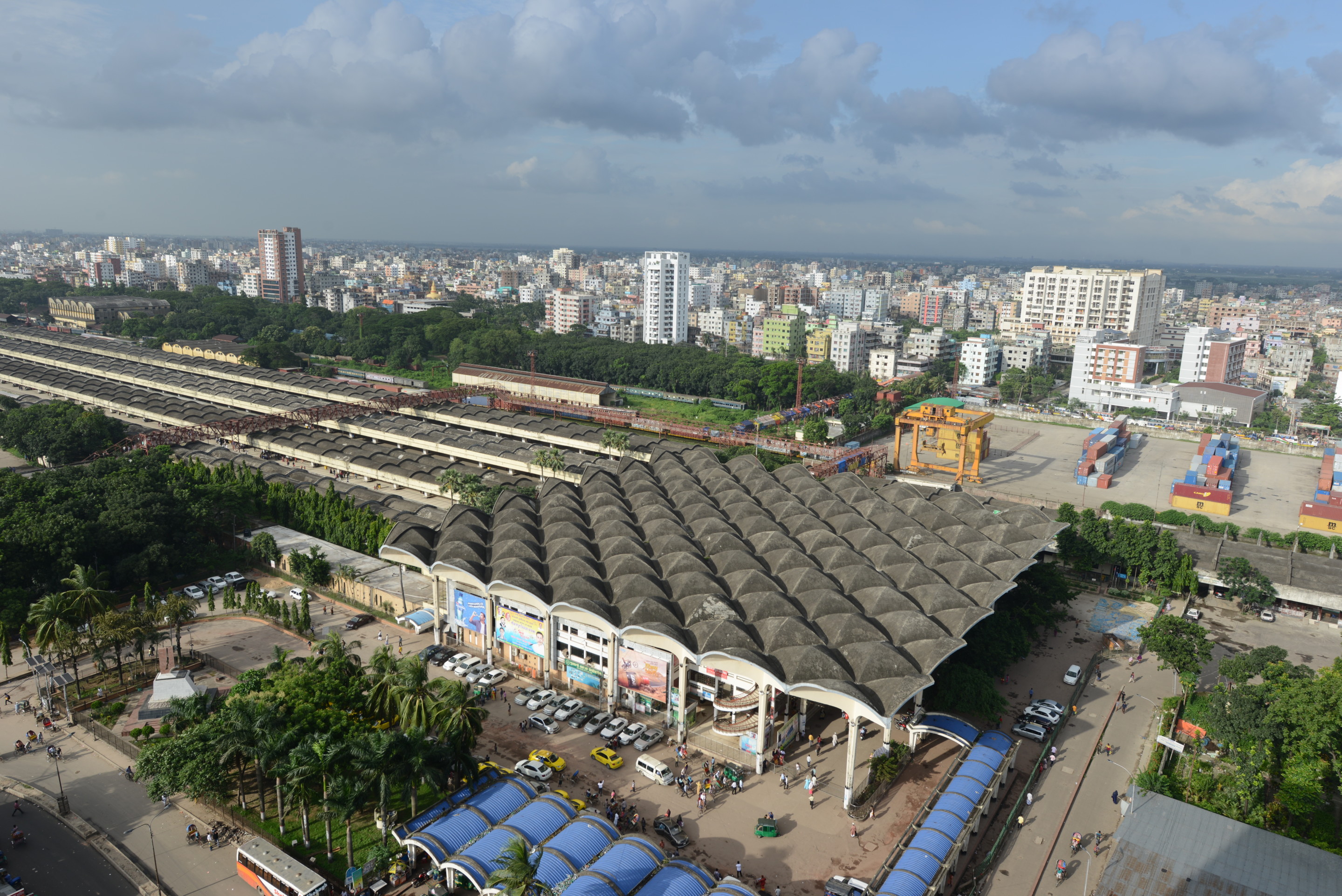 aerial view of Kamalapur Train Station in Dhaka