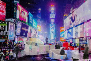 illustration of a temporary installation in times square