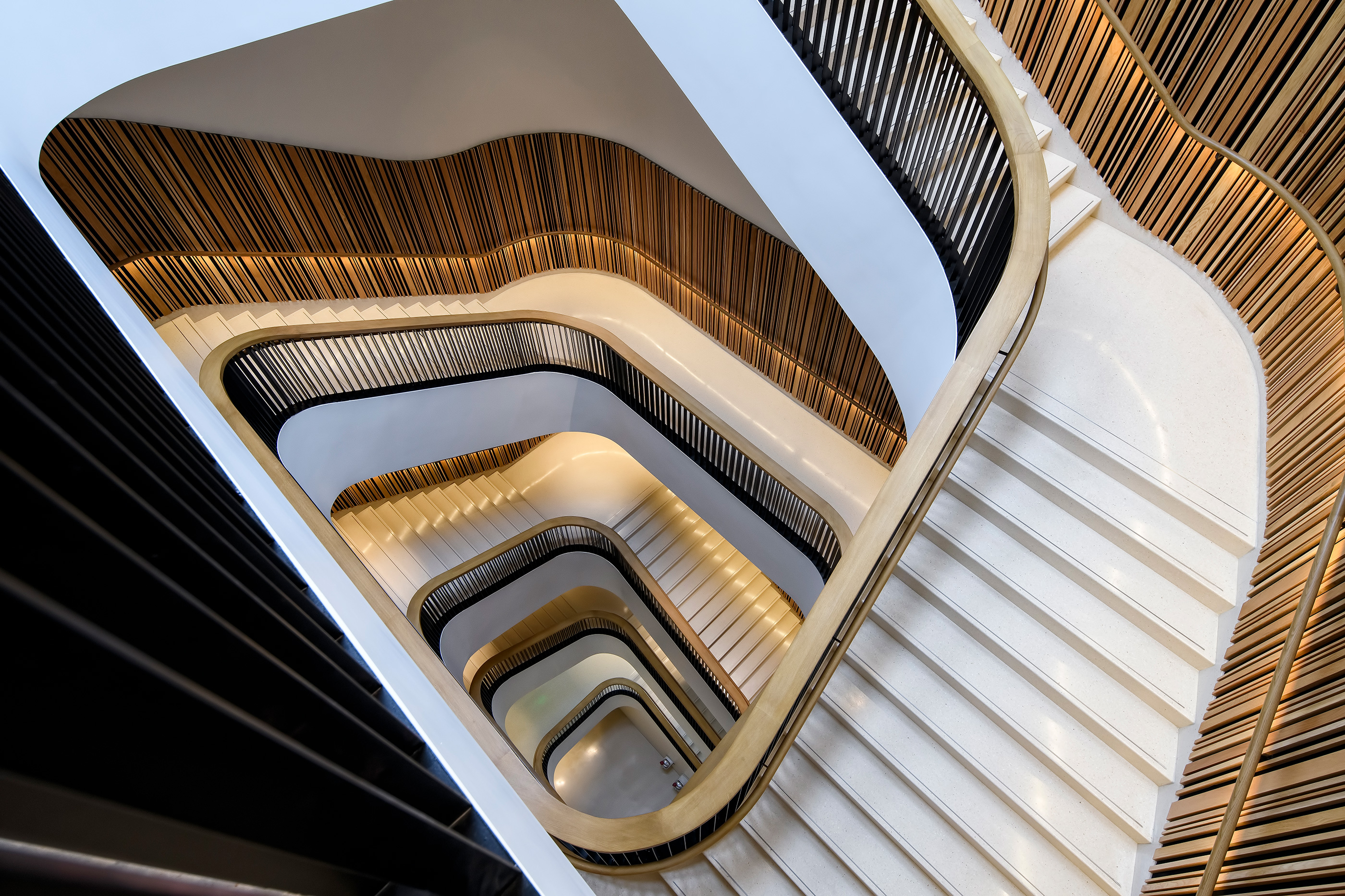a spiraling square staircase