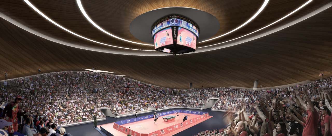 interior rendering of a tennis stadium