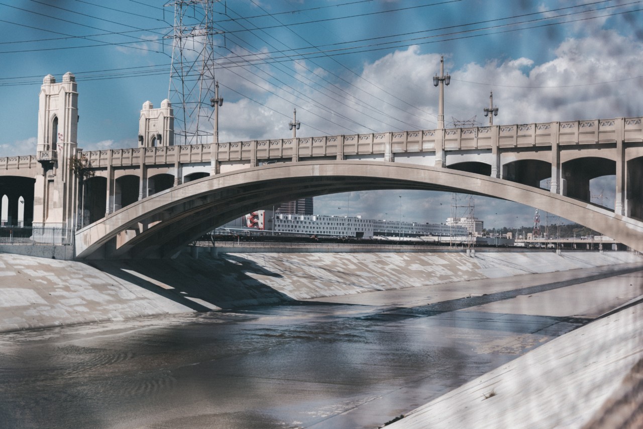 the concrete capped L.A. River