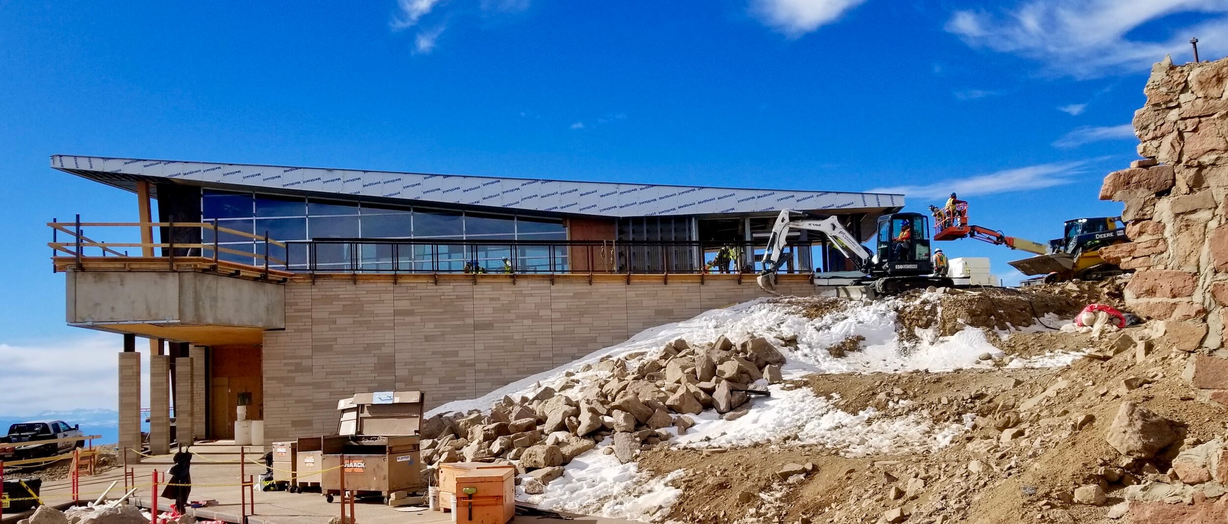 construction work underway at a mountaintop visitors center