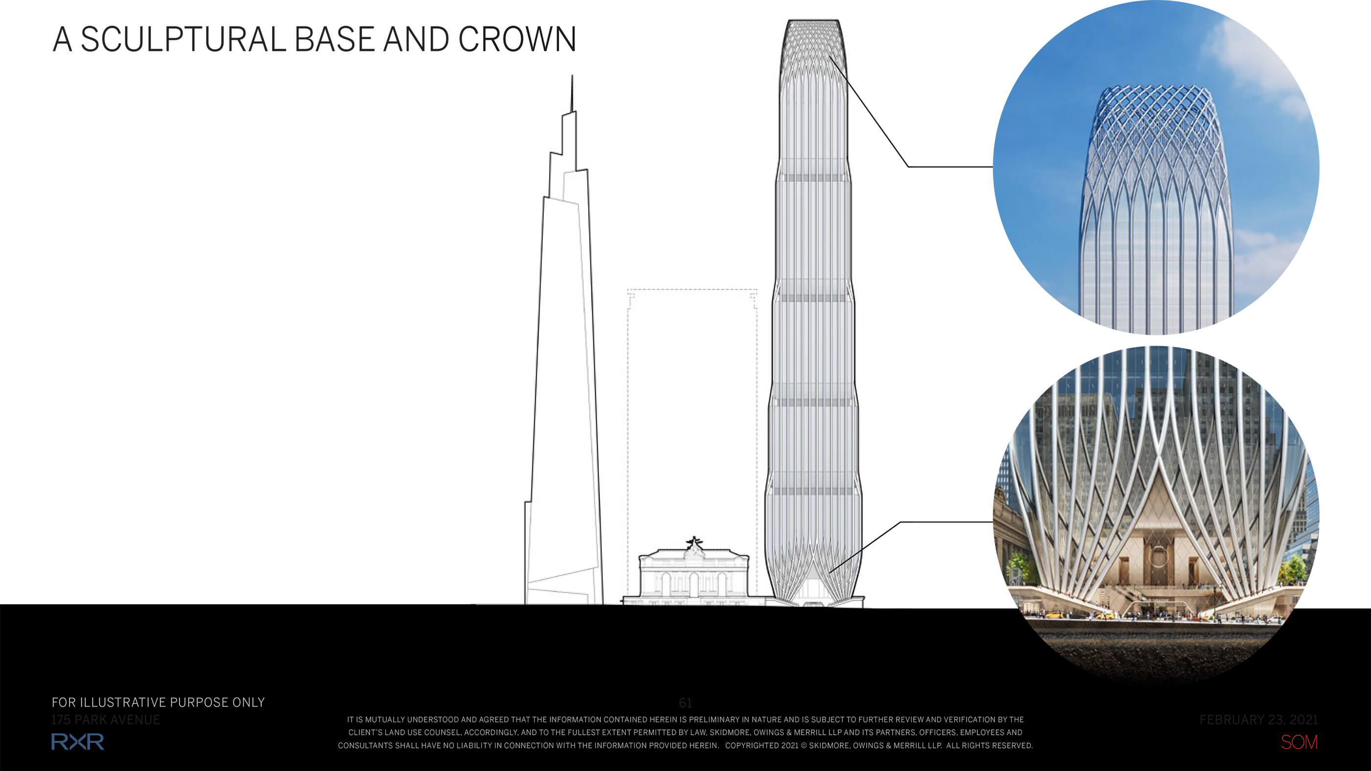 A diagram depicting the base and crown of project commodore and its neighbors