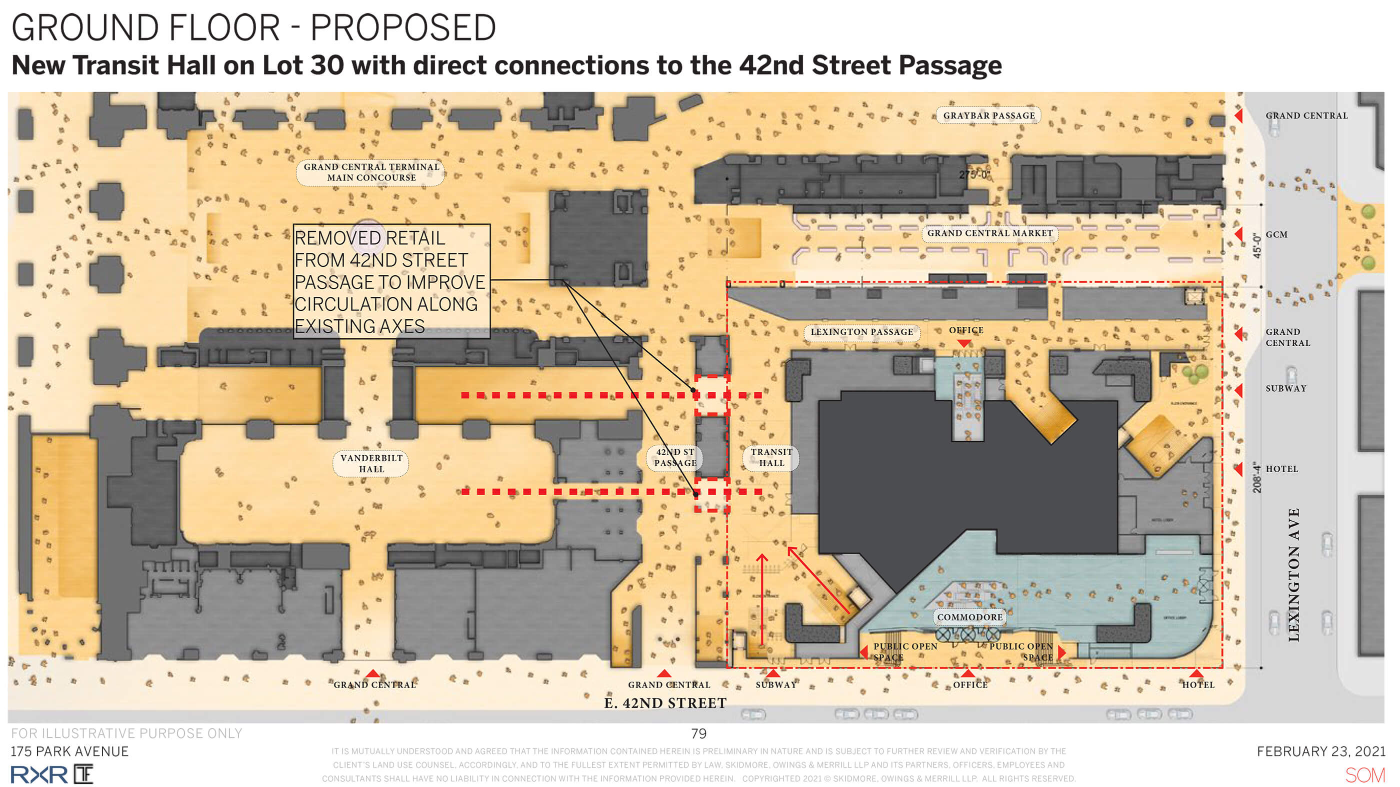 the proposed changes to that same rail passage with revamped circulation and retail