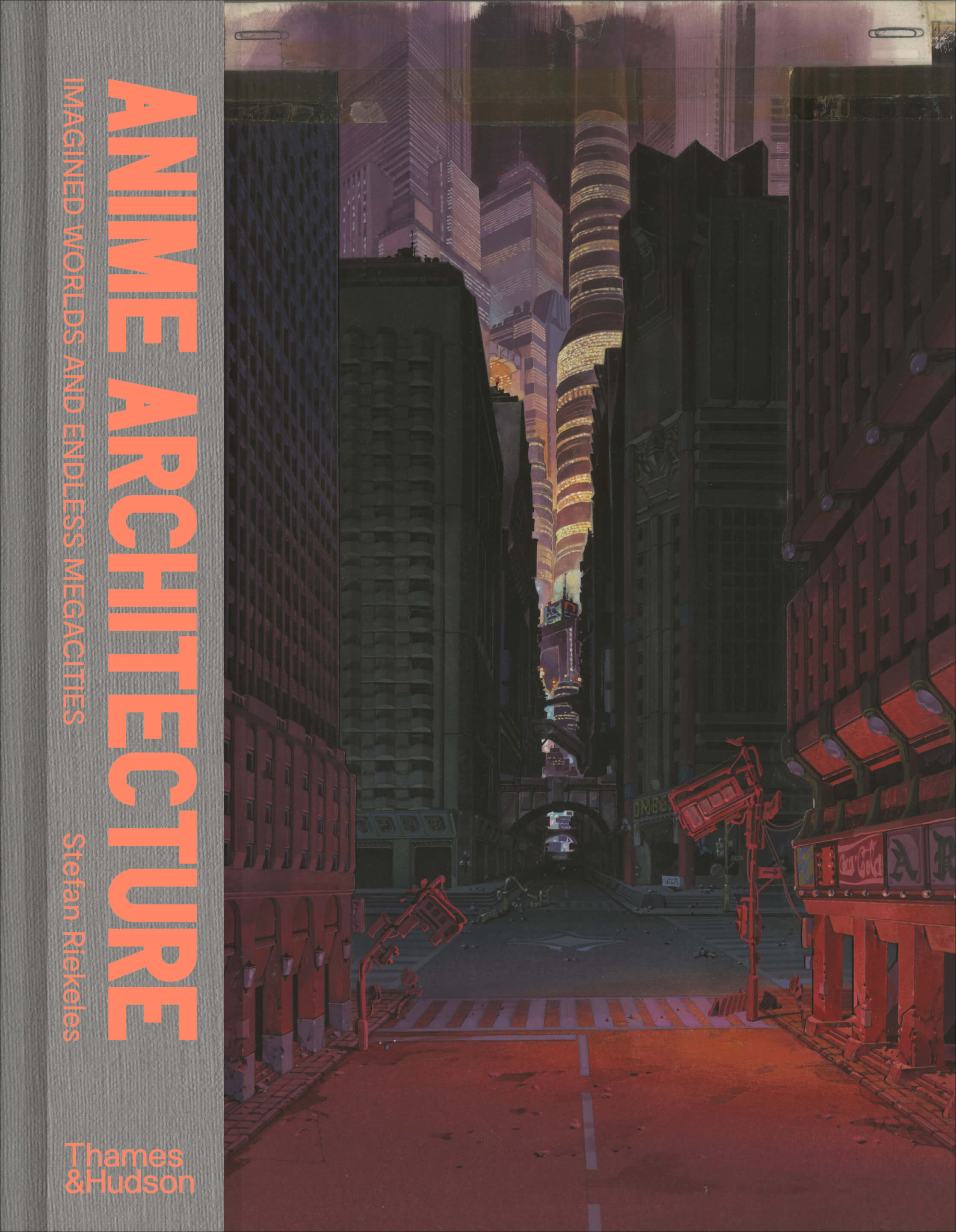cover of a book that says anime architecture in orange lettering