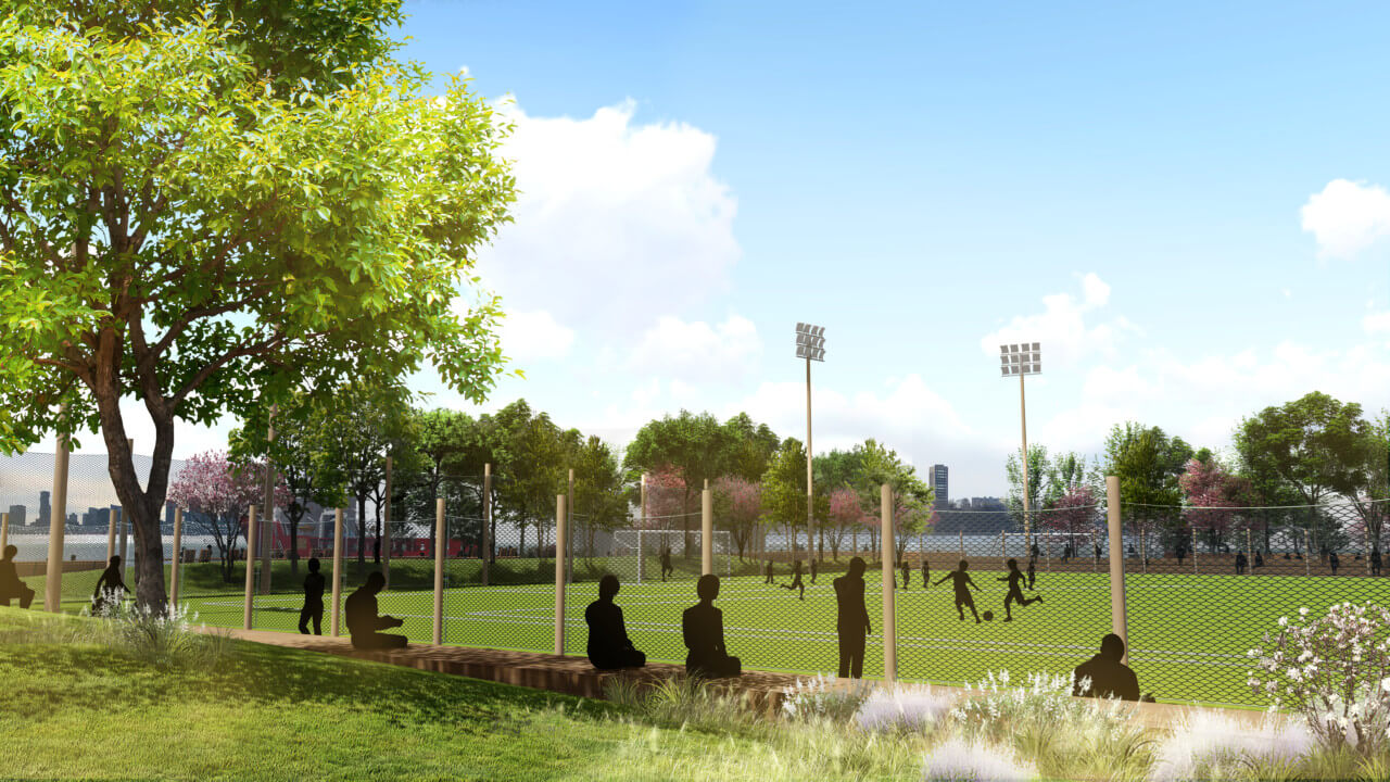 rendering of a soccer field
