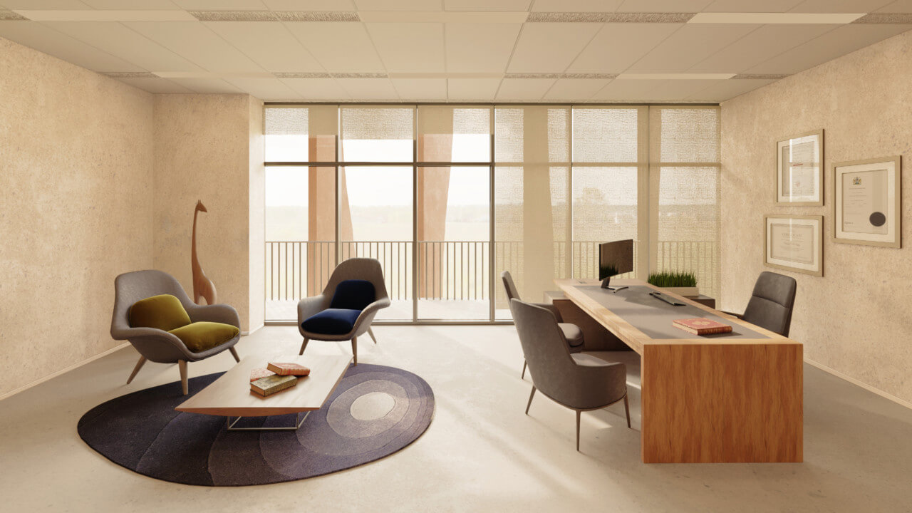 interior rendering of an office