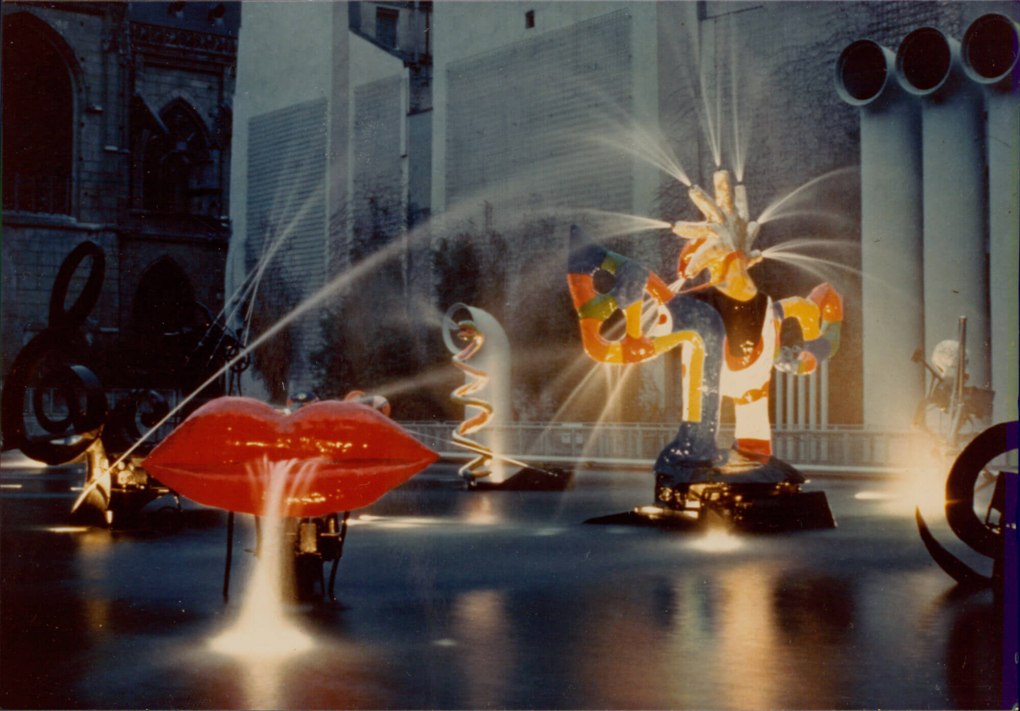 view of sculptural fountains in paris