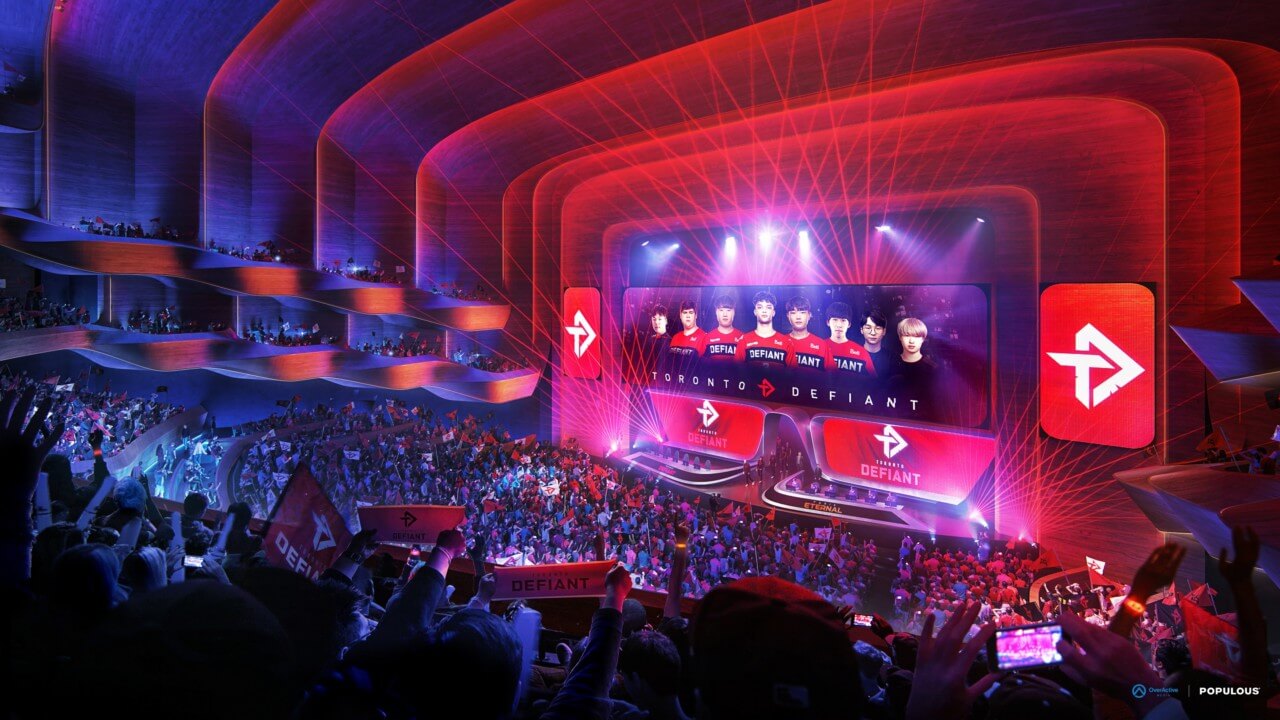 interior rendering of an esports arena during play