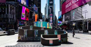 a sculptural public art installation in times square