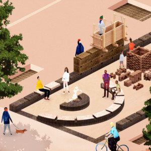 illustration of an outdoor community space