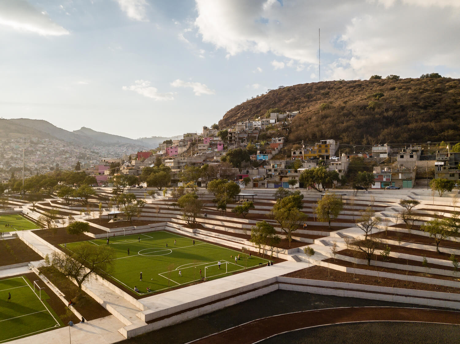 a terraced park nestled into a hillside