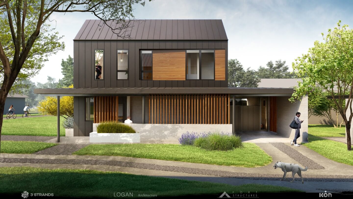 rendering of a two-story home with a large front yard