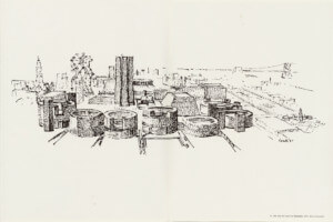 an architectural sketch of buildings in philadelphia