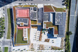 overhead view of a campus