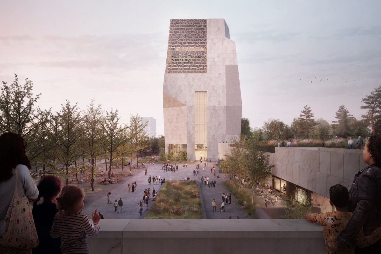 rendering of a tower at the obama presidential lirbary