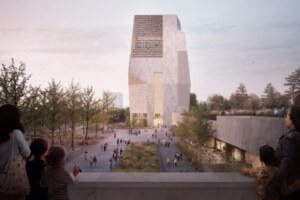 rendering of a tower at the obama presidential lirbary
