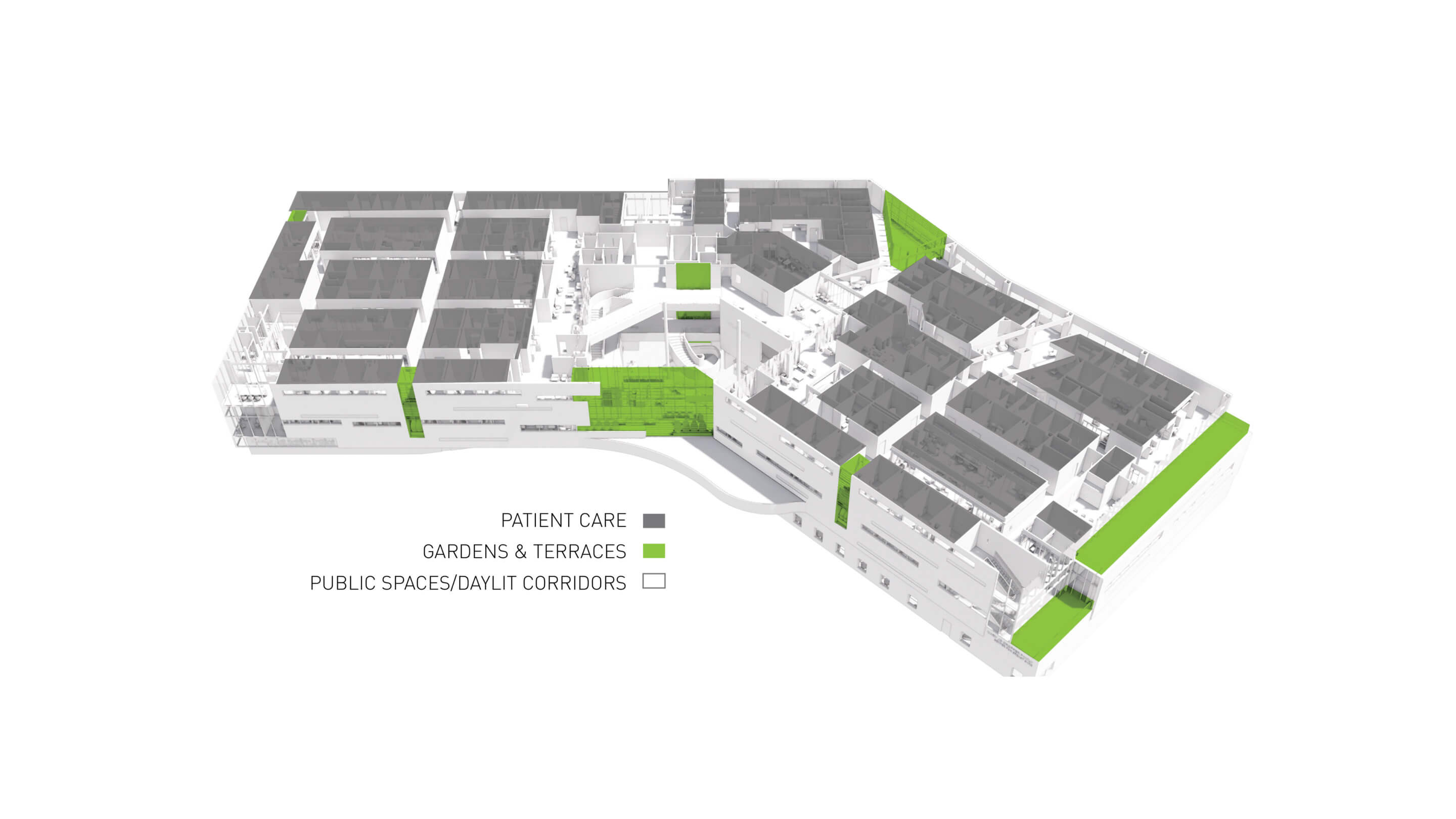 long diagram of a V shaped Trihealth hospital