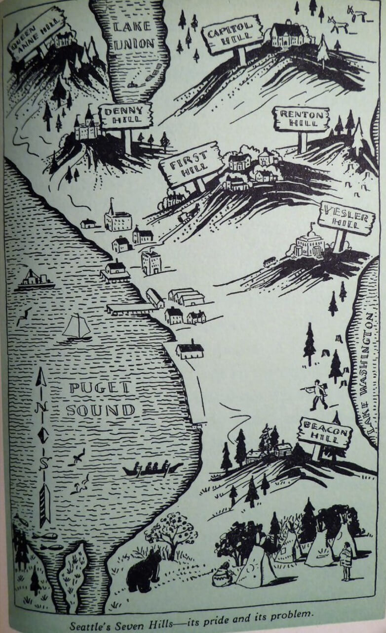 illustration of hills in seattle