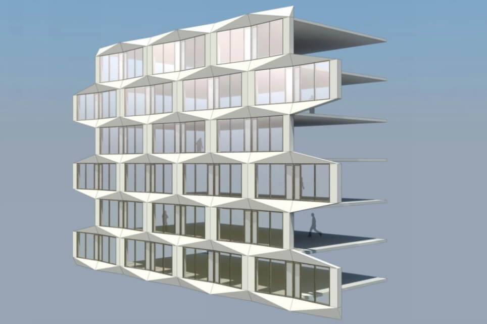 computer modeled diagram of the facade panels
