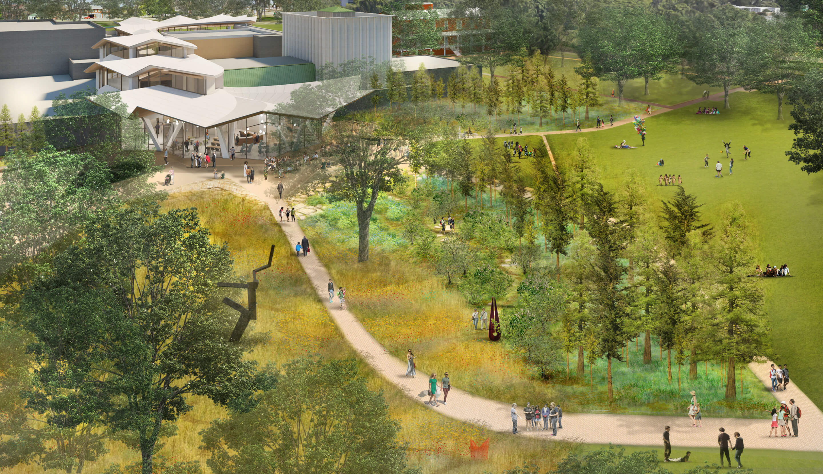 rendering of a museum campus landscape