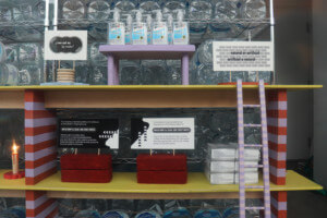 Photo of personal protective equipment arranged on shelves in Materials and Applications storefront