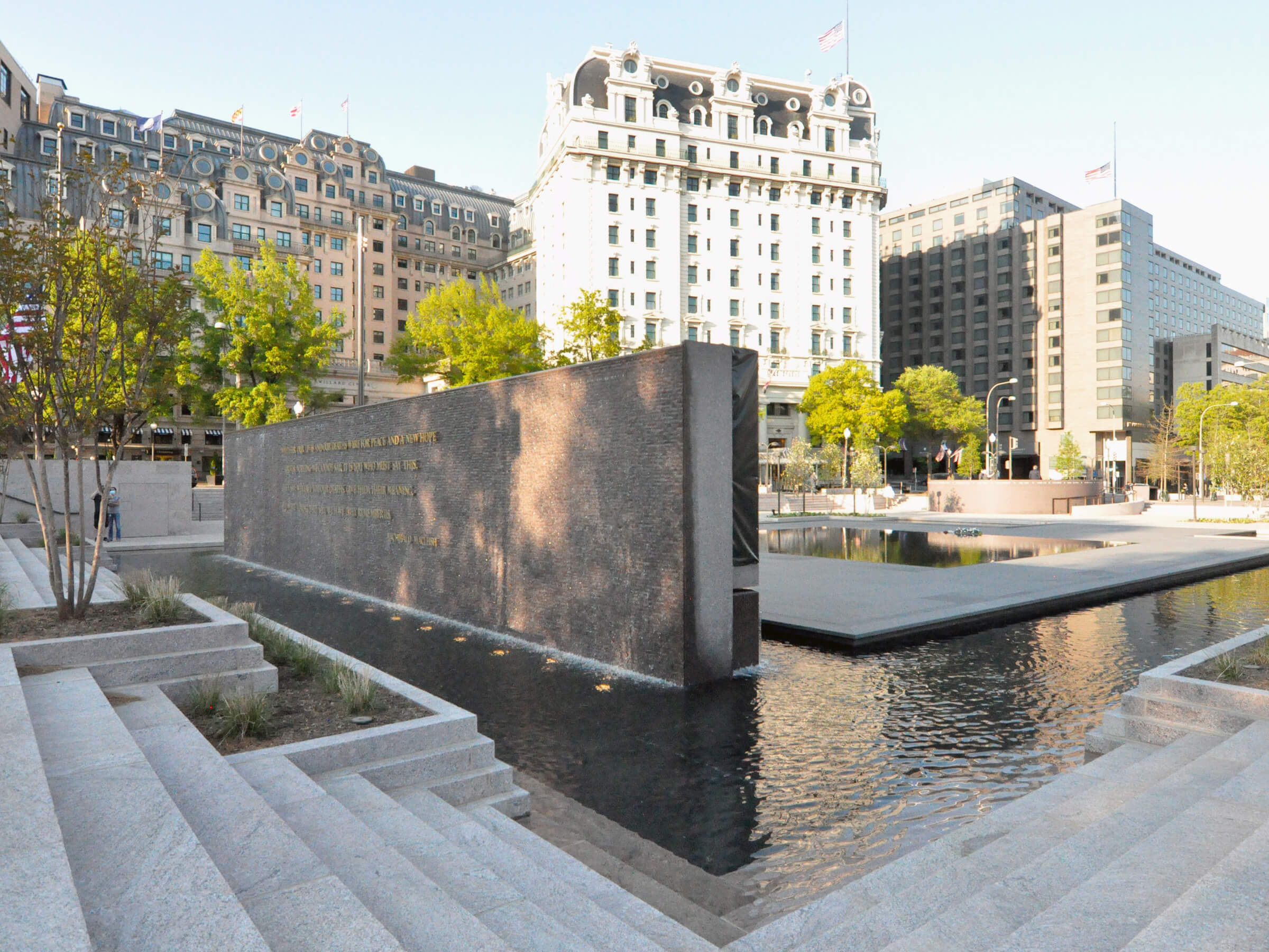 The new WW1 memorial in DC, fronting a reflecting pool