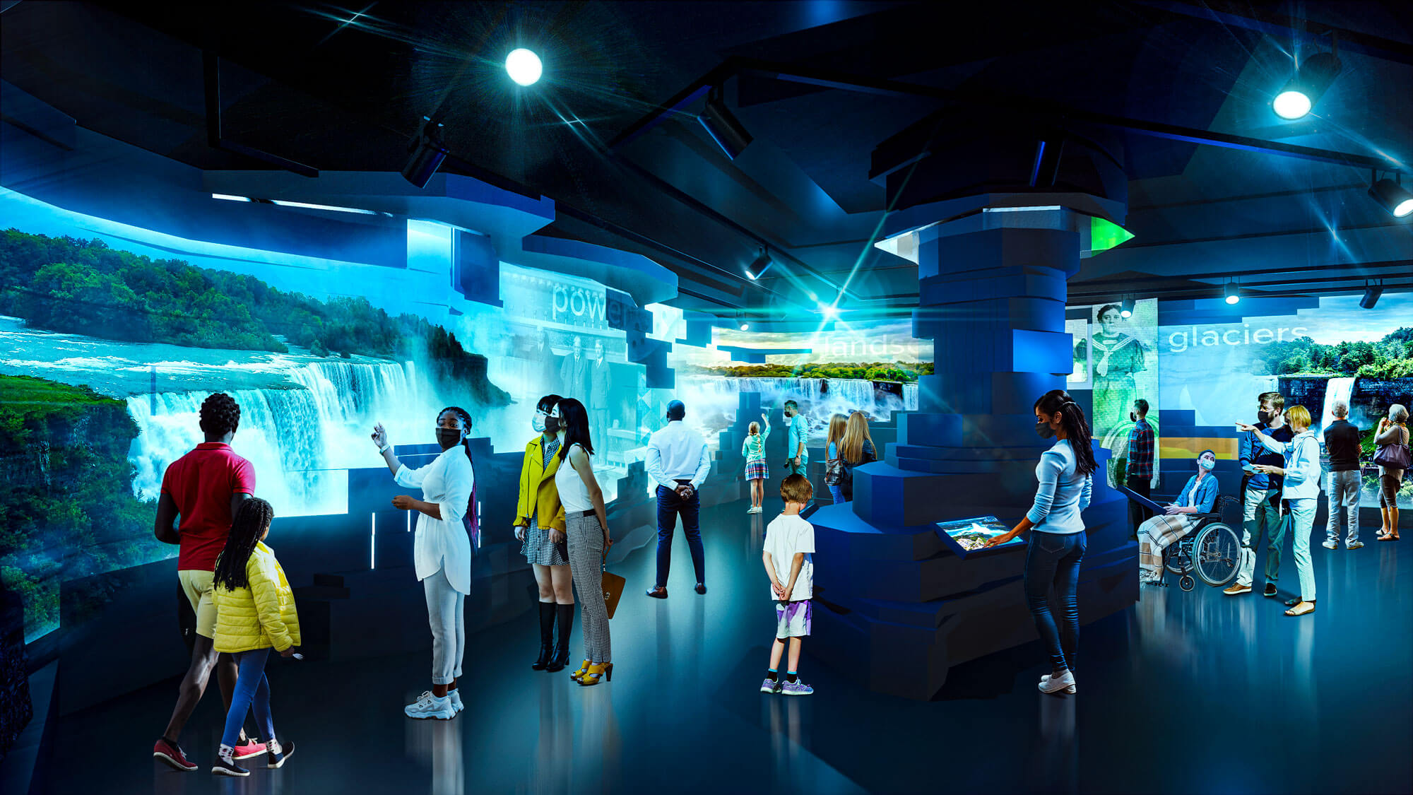 rendering of an immersive science exhibit