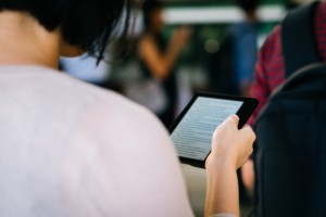 a person reads an ebook