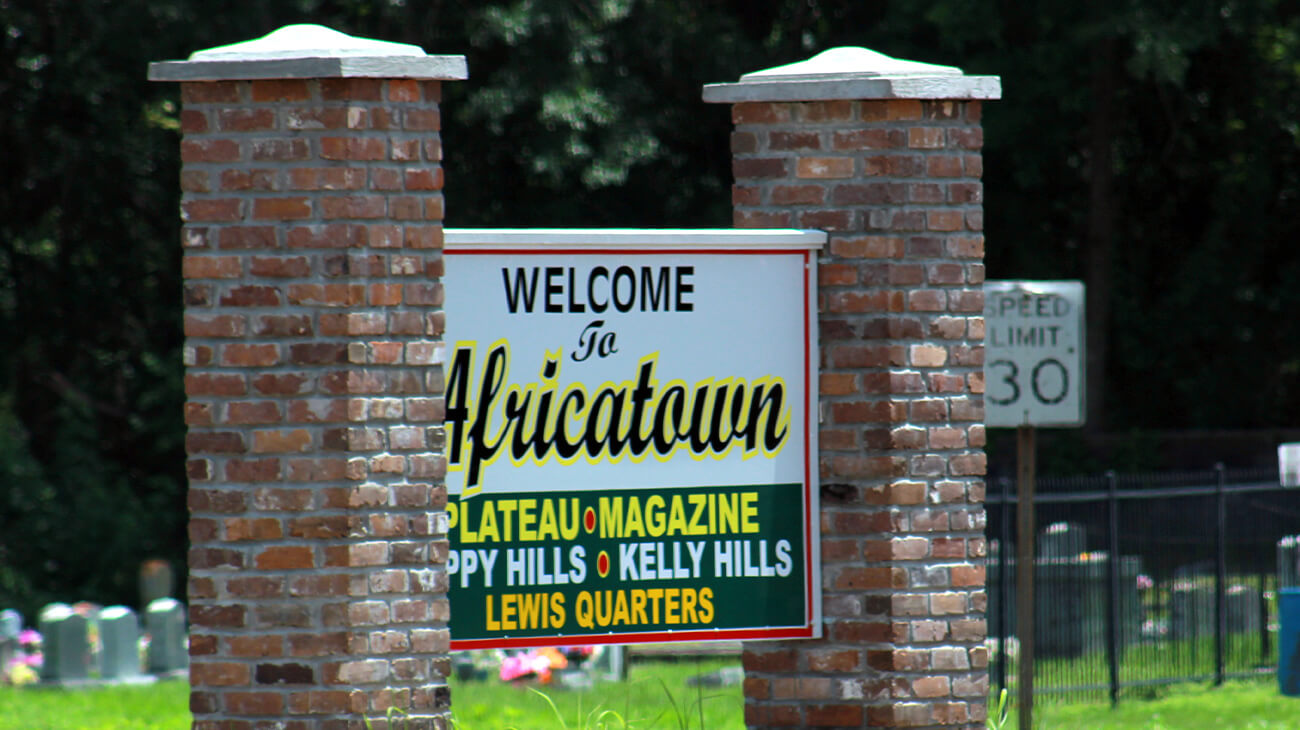 sign for africatown