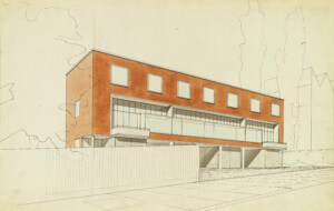 detailed drawing of a brick house from the riba archives
