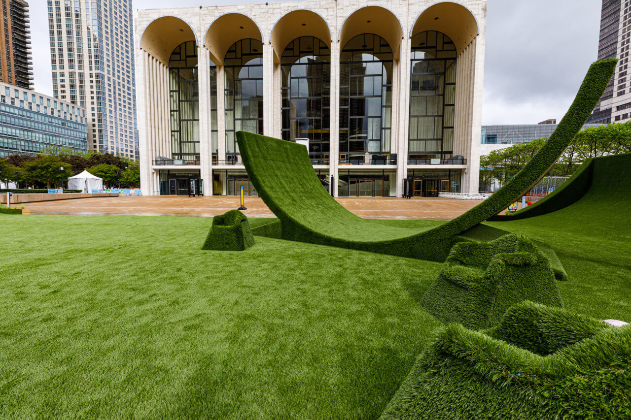 The GREEN, a fake lawn spread between three historic buildings