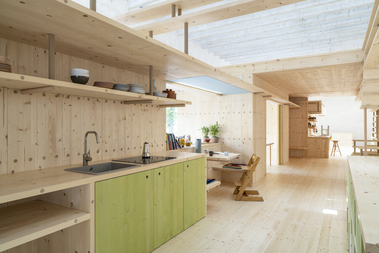 Image of the timber installation's kitchen