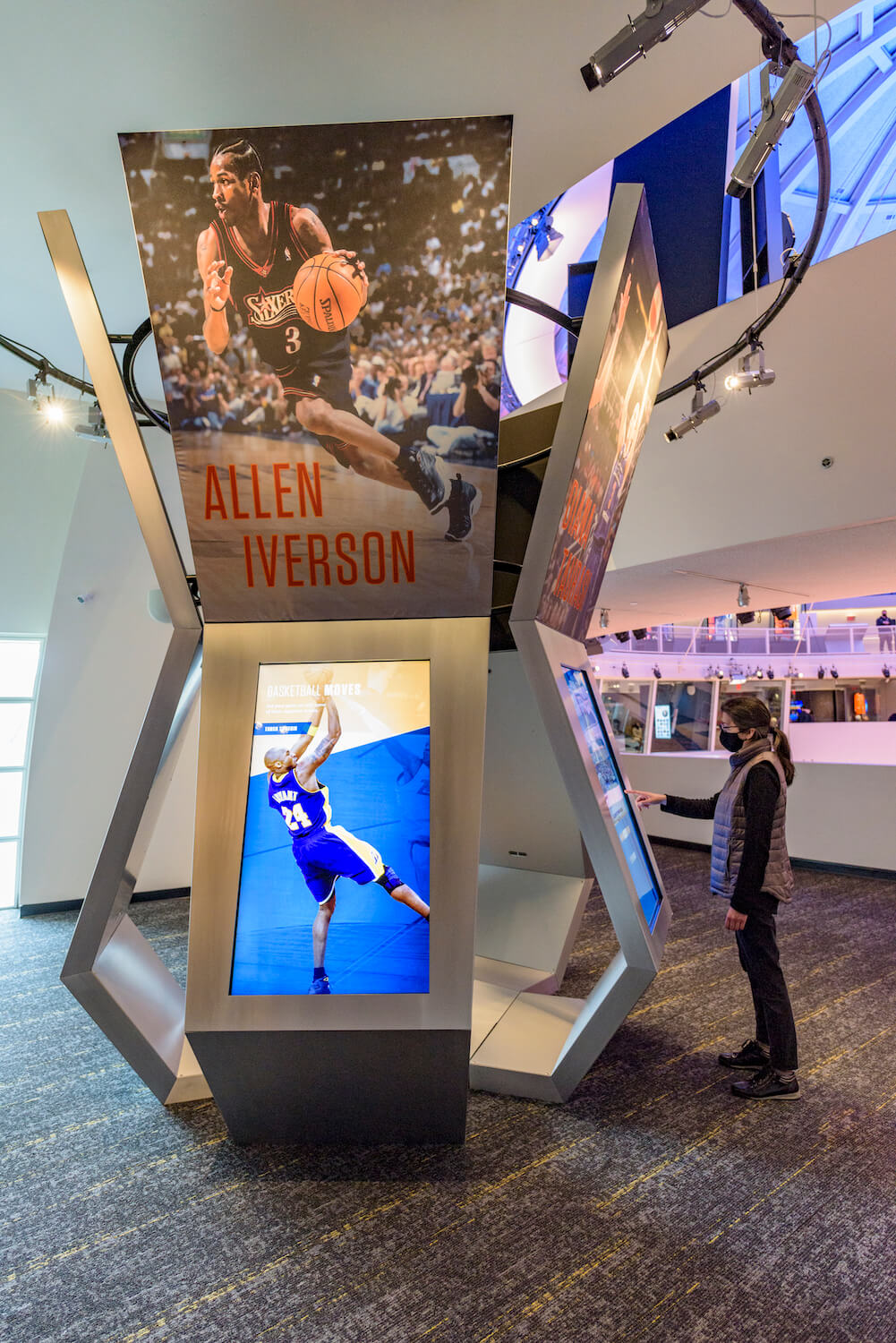 Interior image of the Basketball Hall of Fame and interactive installations
