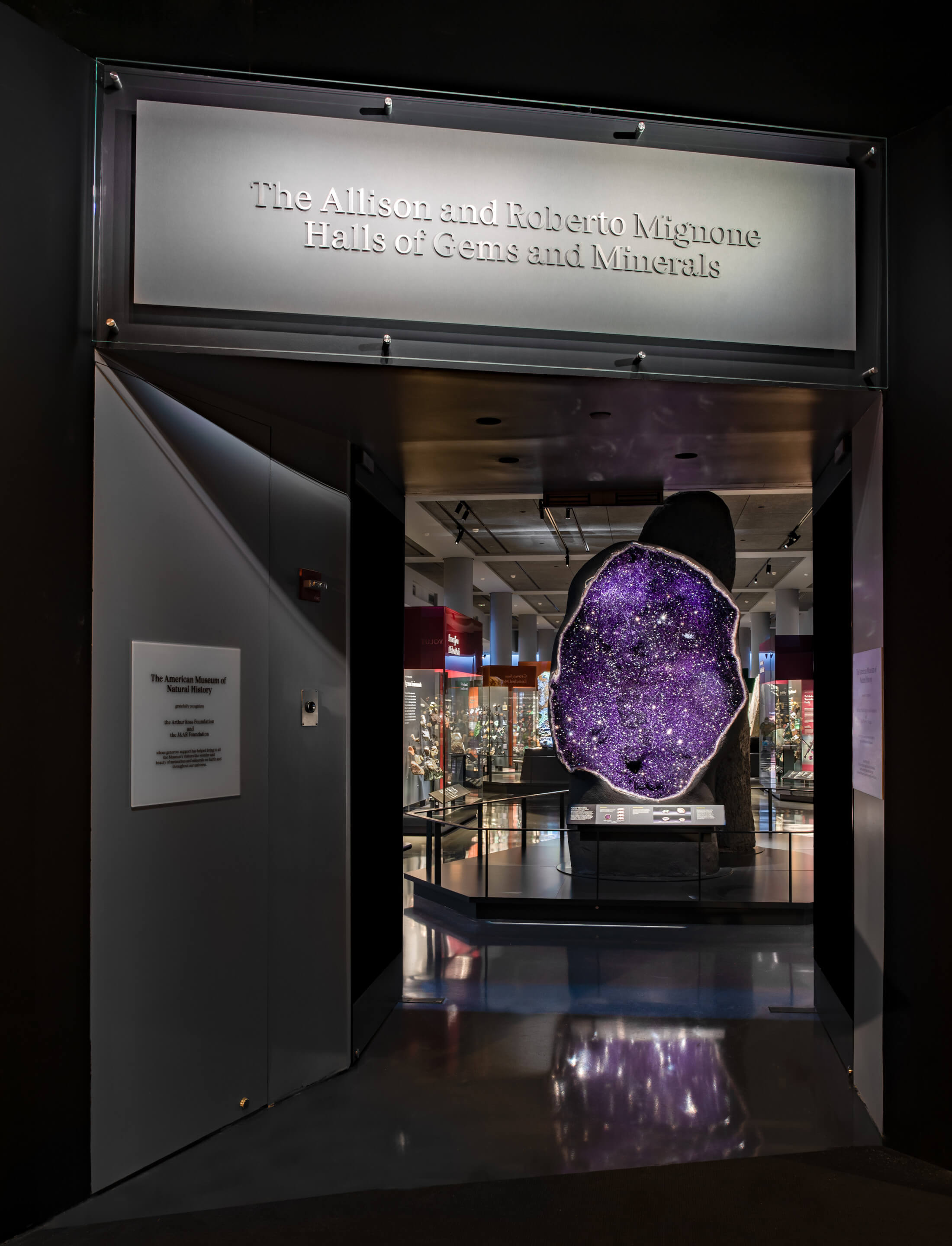 entrance to a museum hall displaying gems and minerals