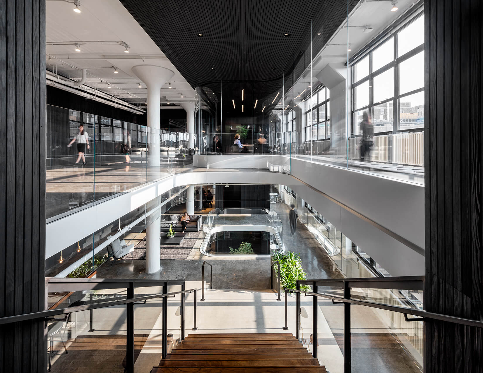 photograph depicting the split-level interior of a major tech office in New York City