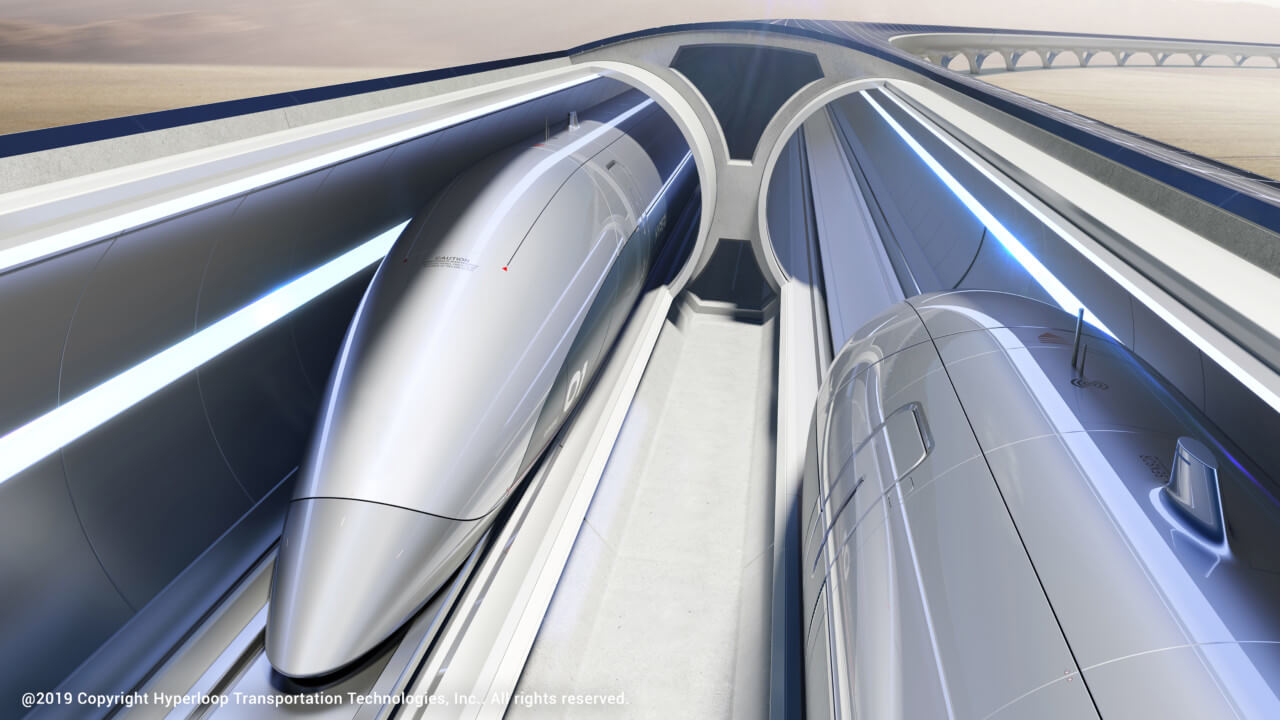rendering of a hyperloop tunnel, not necessarily what zaha hadid architects will propose