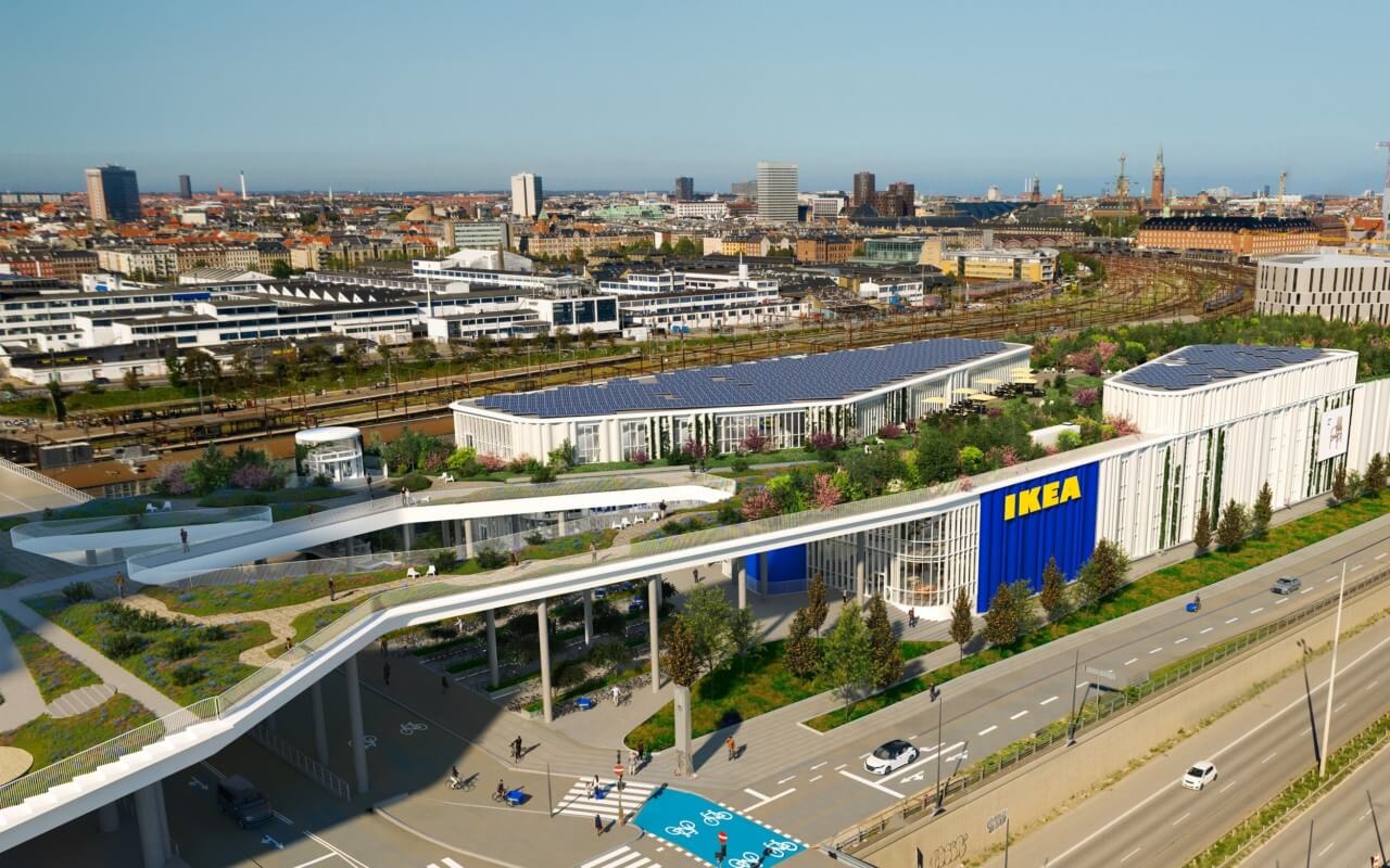 Dorte Mandrup a new IKEA store in Copenhagen with a sprawling rooftop park