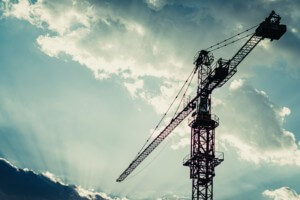 The may Architecture Billings Index bounced even higher; shown here is a sky-high crane