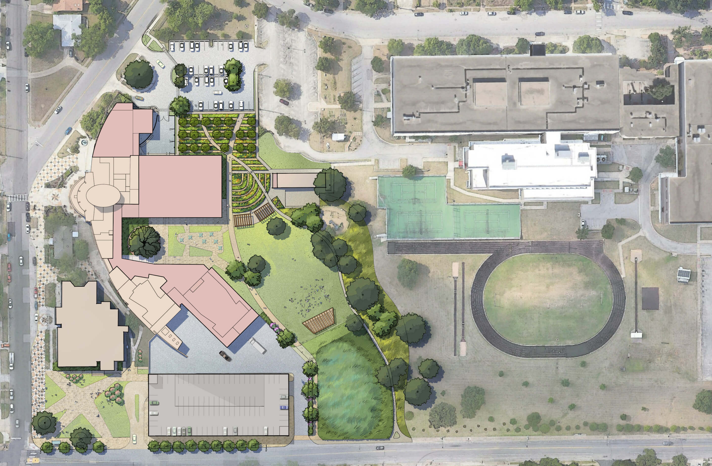 aerial site plan of a the forthcoming carver museum revamp and expansion