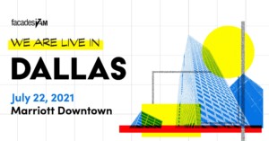 A poster advertising facades+ dallas on july 22