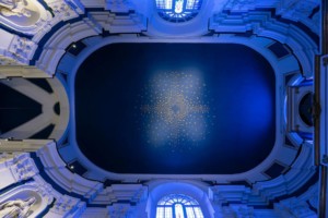 Looking up at a constellation painted on a church ceiling